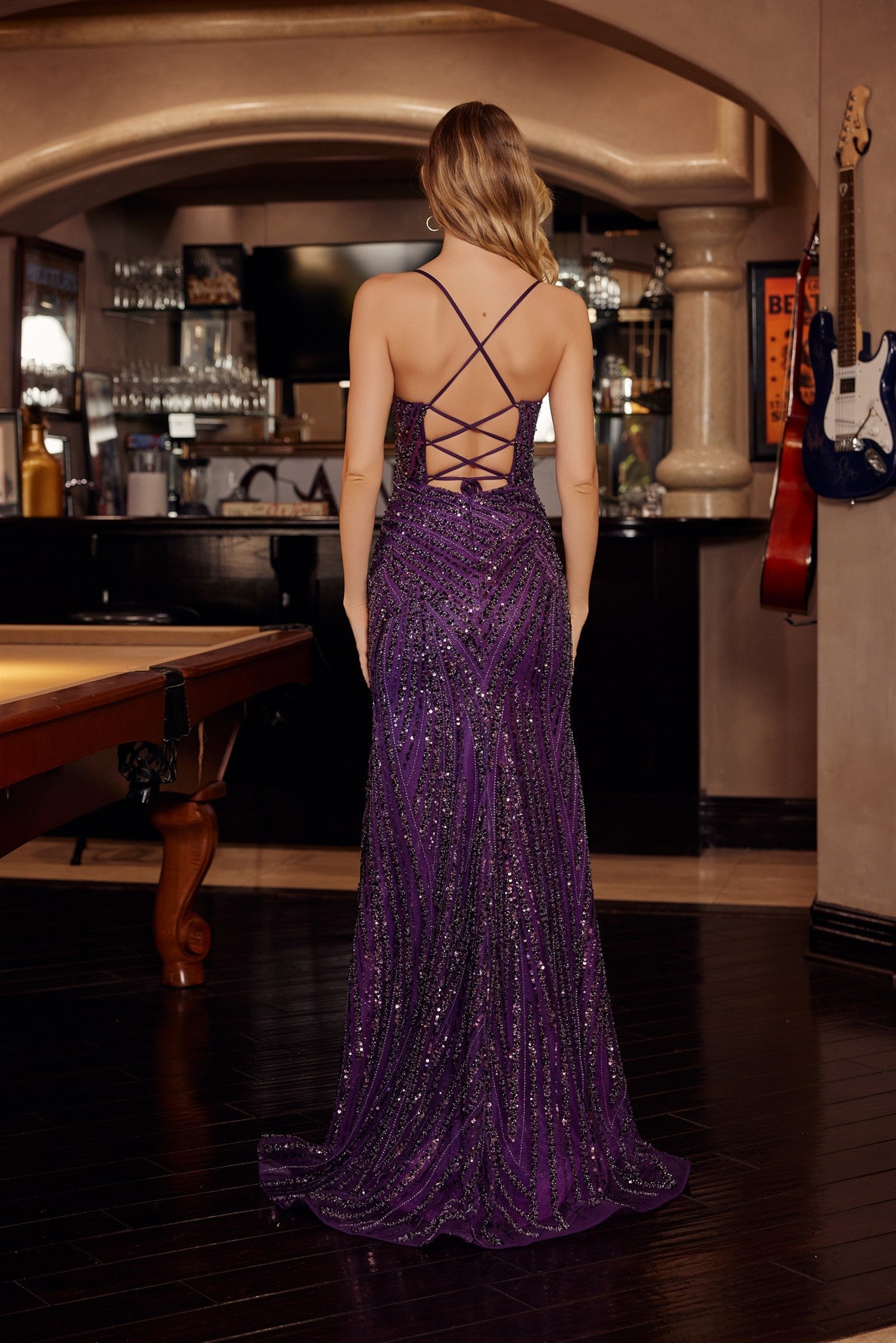 Beaded Tulle Prom Dress with Corset