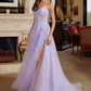 lilac long prom dress