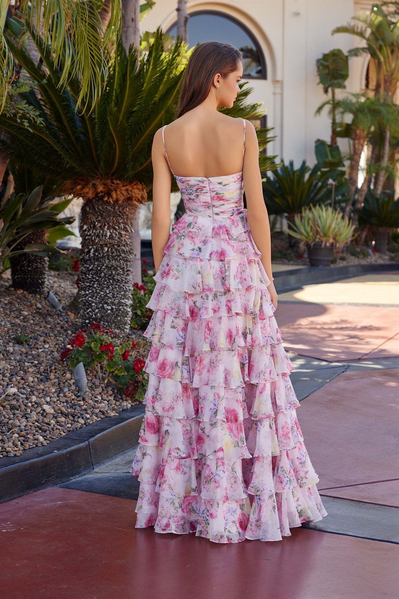 floral a line prom dress