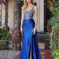 Prom Dress with Plunging V Neckline and Sheer Waist