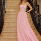 Stapless Applique Chiffon Prom Dress