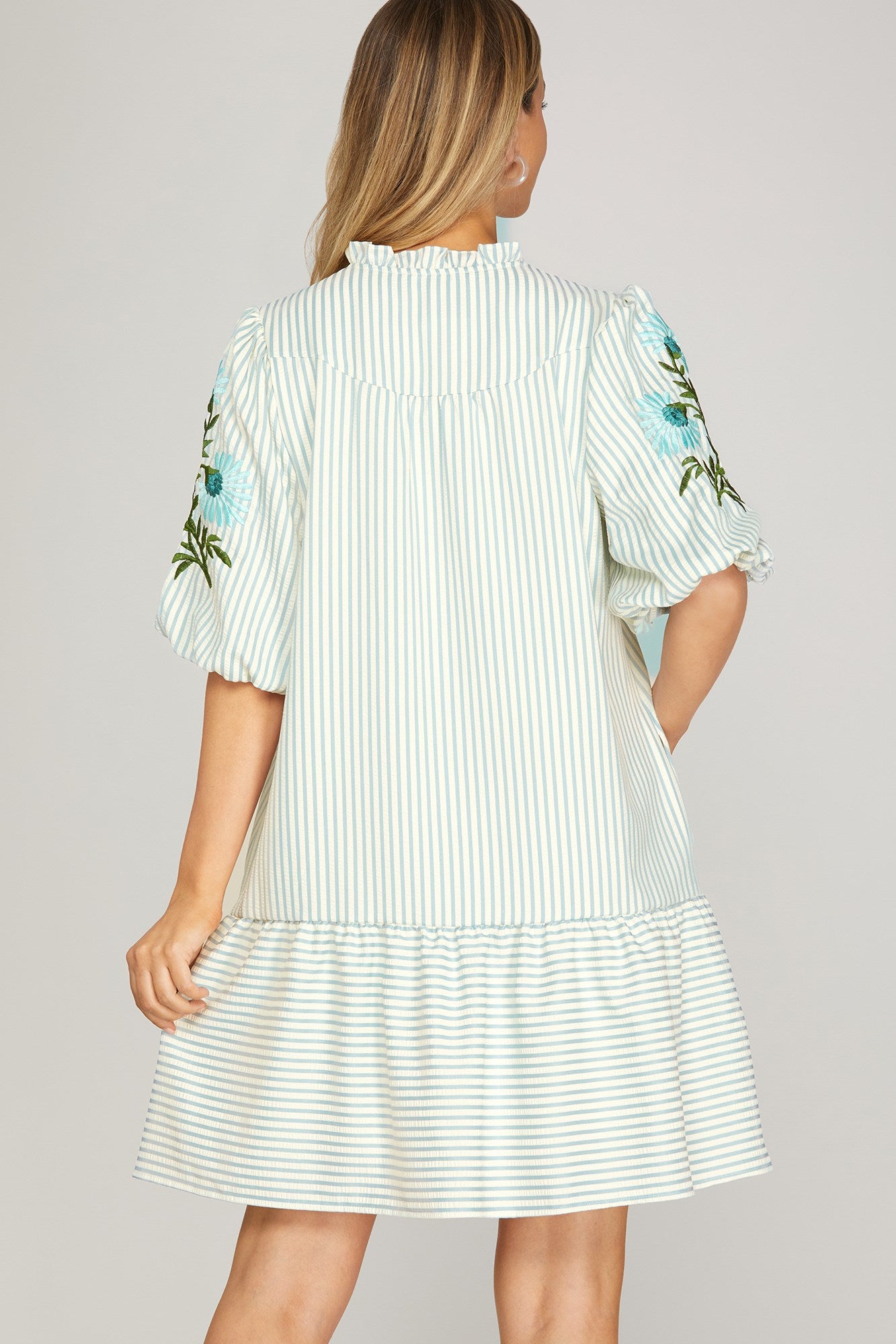 Striped Floral Midi Dress