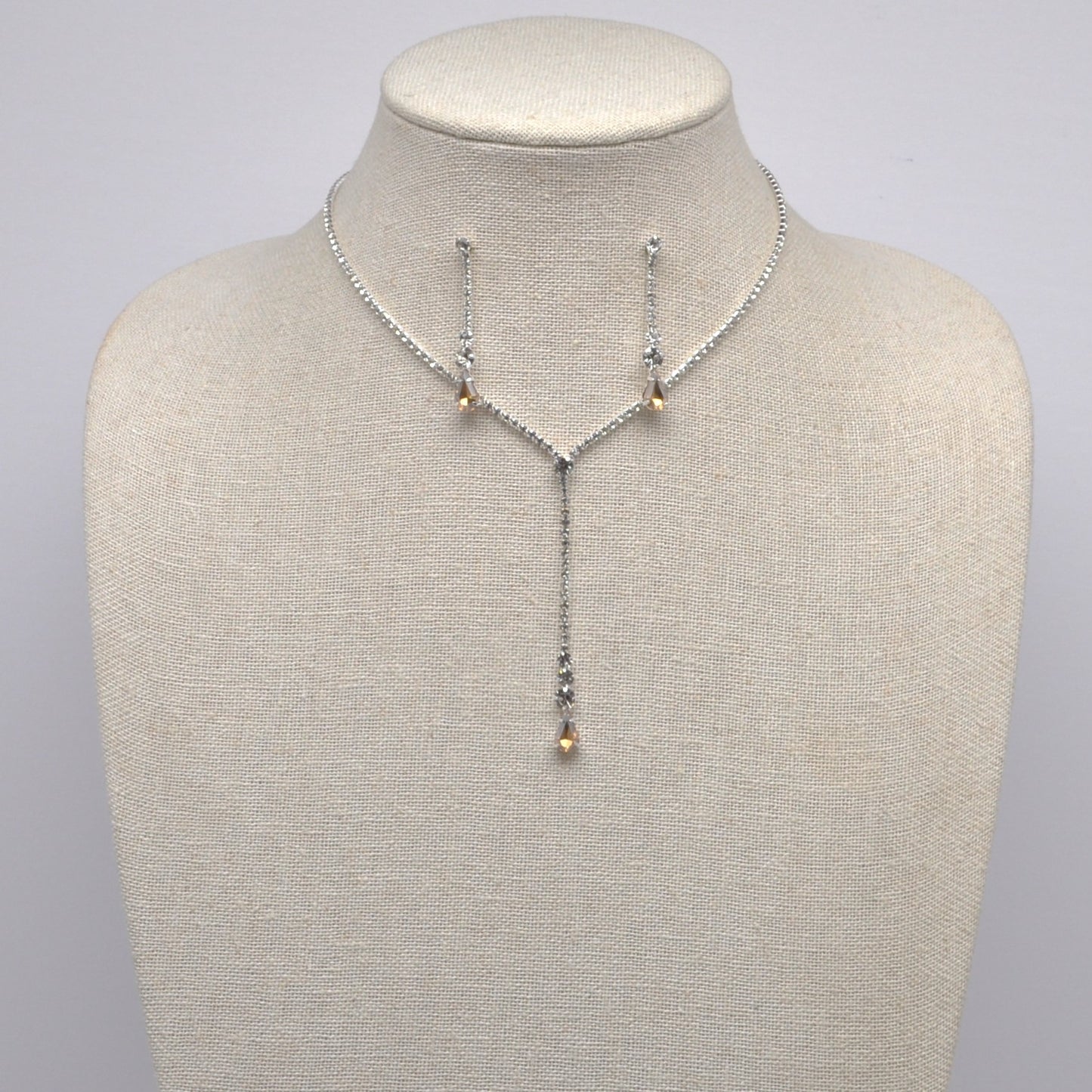 2 pc Light Citrine Silver Teardrop Set