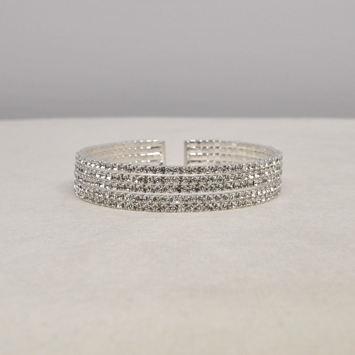 5 Row Crystal Silver Bracelet