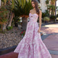 pink jacquard prom dress