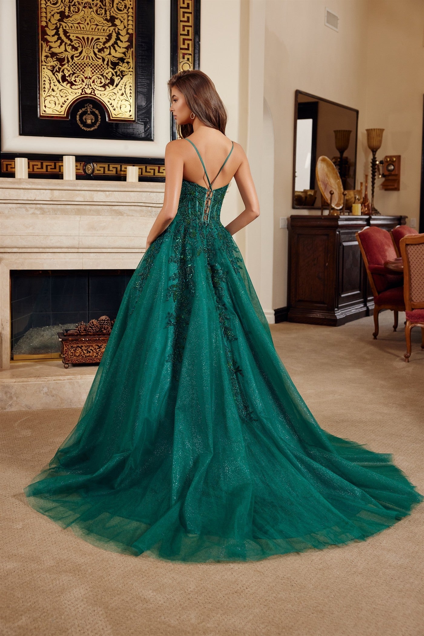 green long prom dress