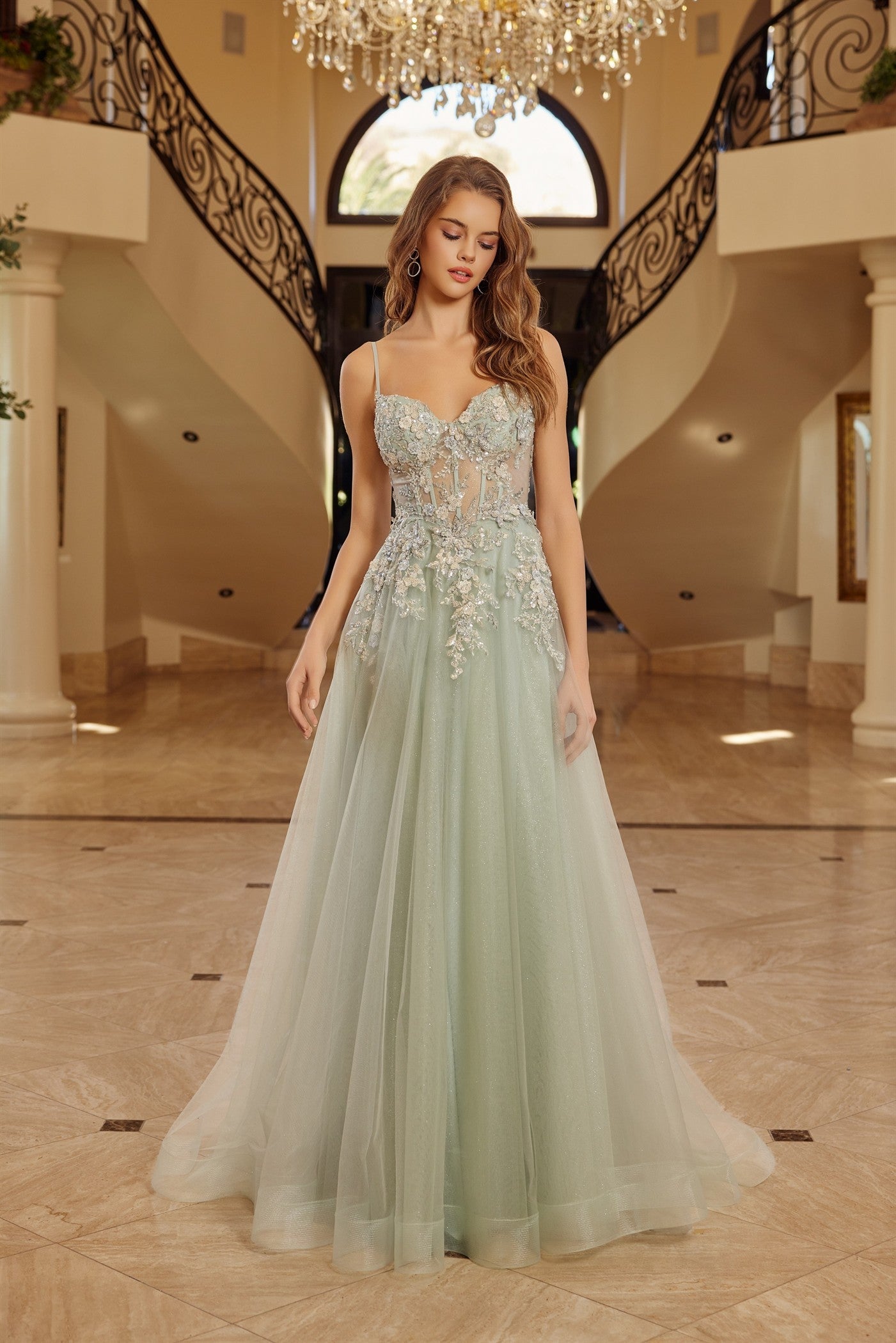 sage green prom dress
