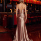 Long Strapless Fitted Prom Dress with Sweeping Train