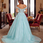 Aqua ball gown prom dress