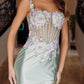 Full Sequined Flower Design Embroidered Prom Dress