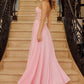 Stapless Applique Chiffon Prom Dress