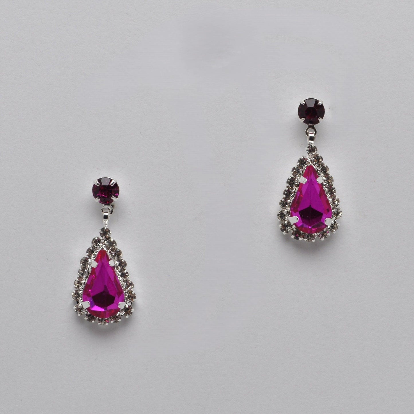 Small Dangle Earring - Fuchsia/Silver