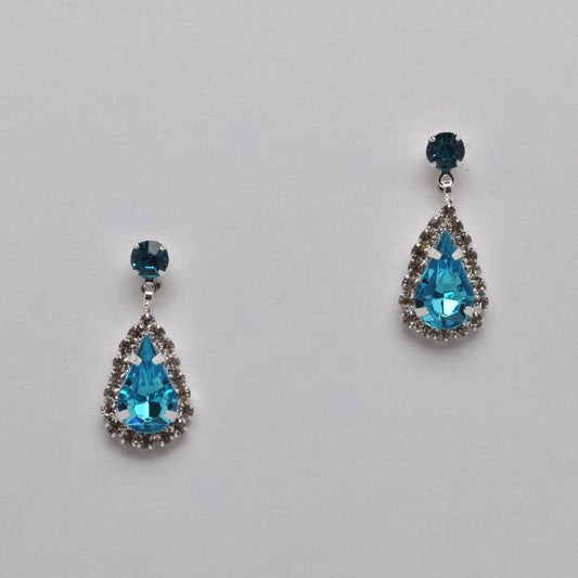 Small Dangle Earring - Aqua/Silver