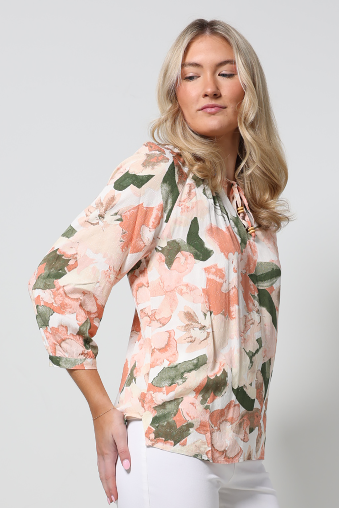 PRINTED BLOUSE WITH TIE
