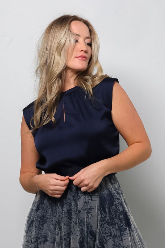 Back-Tie Crop Top - Navy Blue