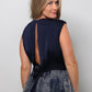 Back-Tie Crop Top - Navy Blue