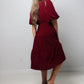 Tiered Wrap Midi Dress