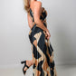 First Class Asymmetrical Pleated Maxi Dress