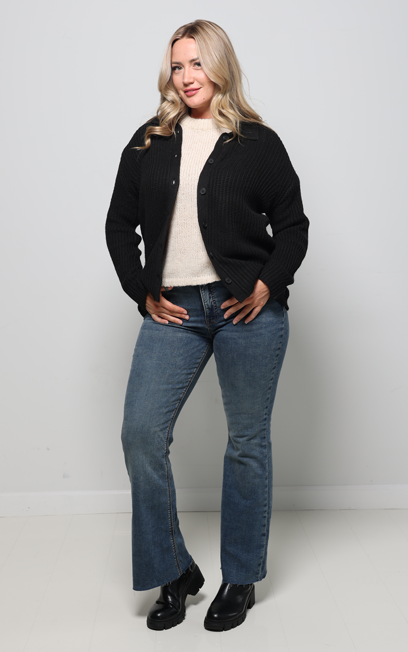 Lennie Button Up Sweater - Black