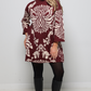 Abstract Sweater Dress - Burgundy