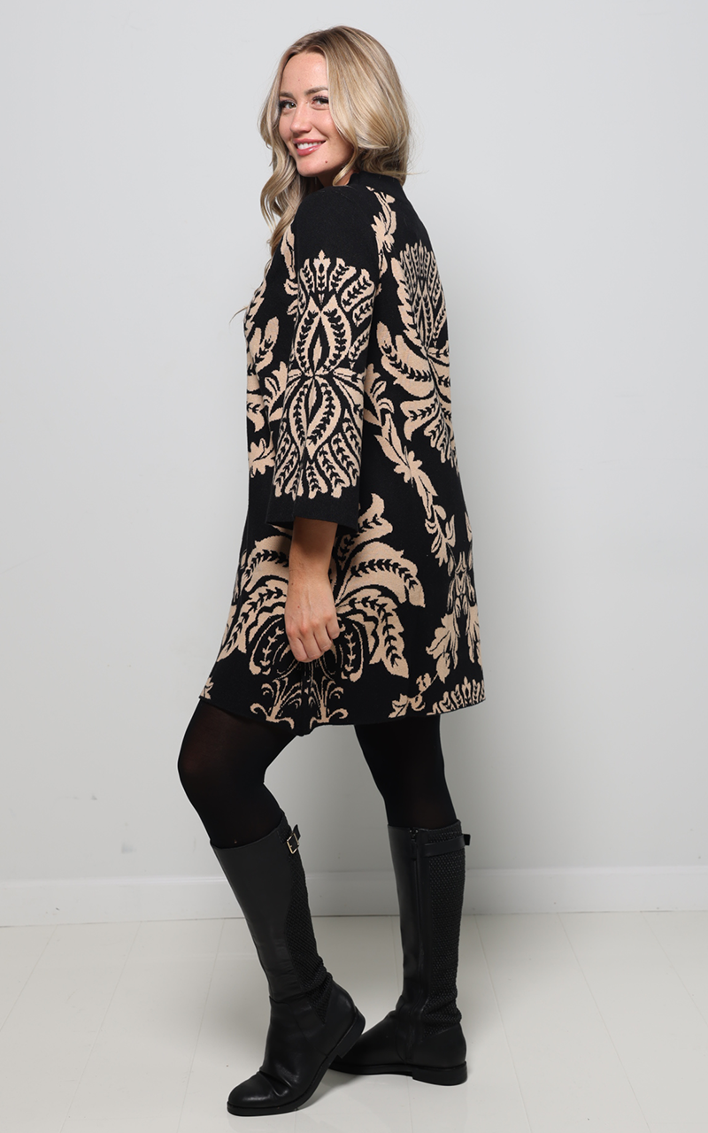 Abstract Sweater Dress - Black