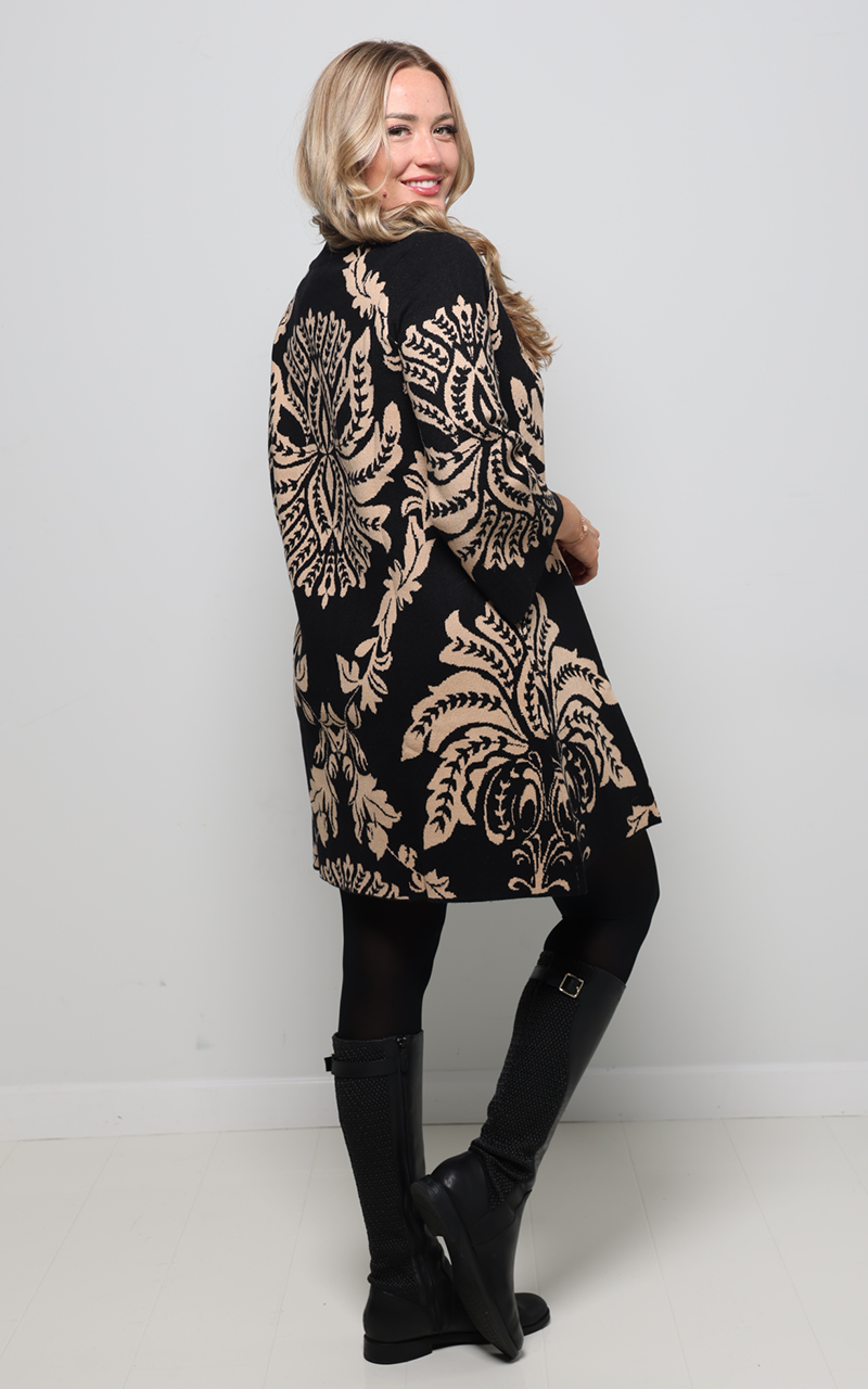 Abstract Sweater Dress - Black