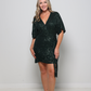 Faux Wrap Emerald Sequin Dress