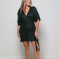 Faux Wrap Emerald Sequin Dress