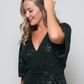 Faux Wrap Emerald Sequin Dress