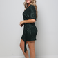 Faux Wrap Emerald Sequin Dress