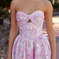 pink jacquard prom dress