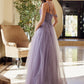 violet floral ball gown