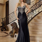 Glitter Satin Fit and Flare Prom Dress