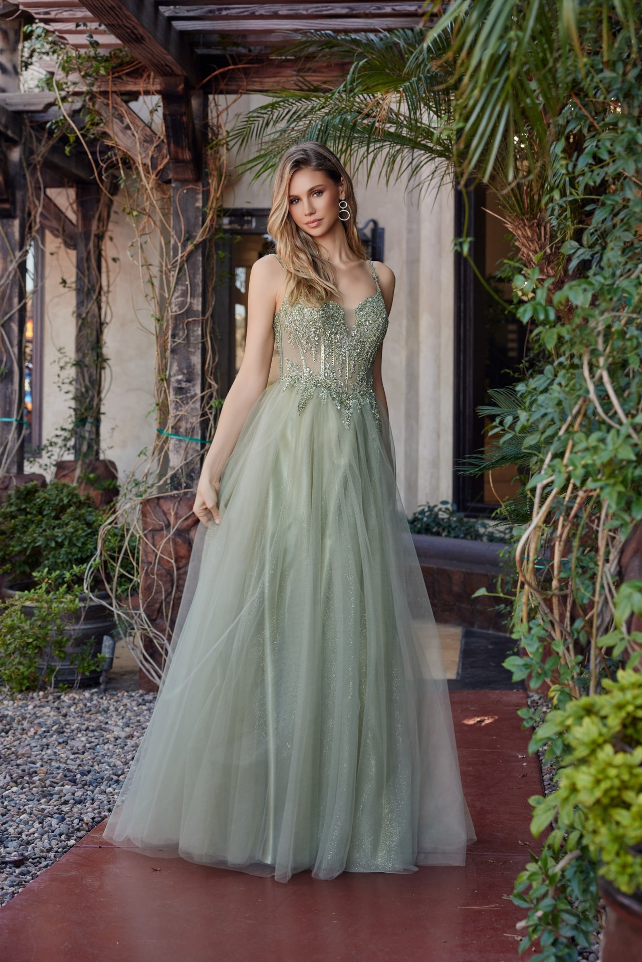 greenery prom dress
