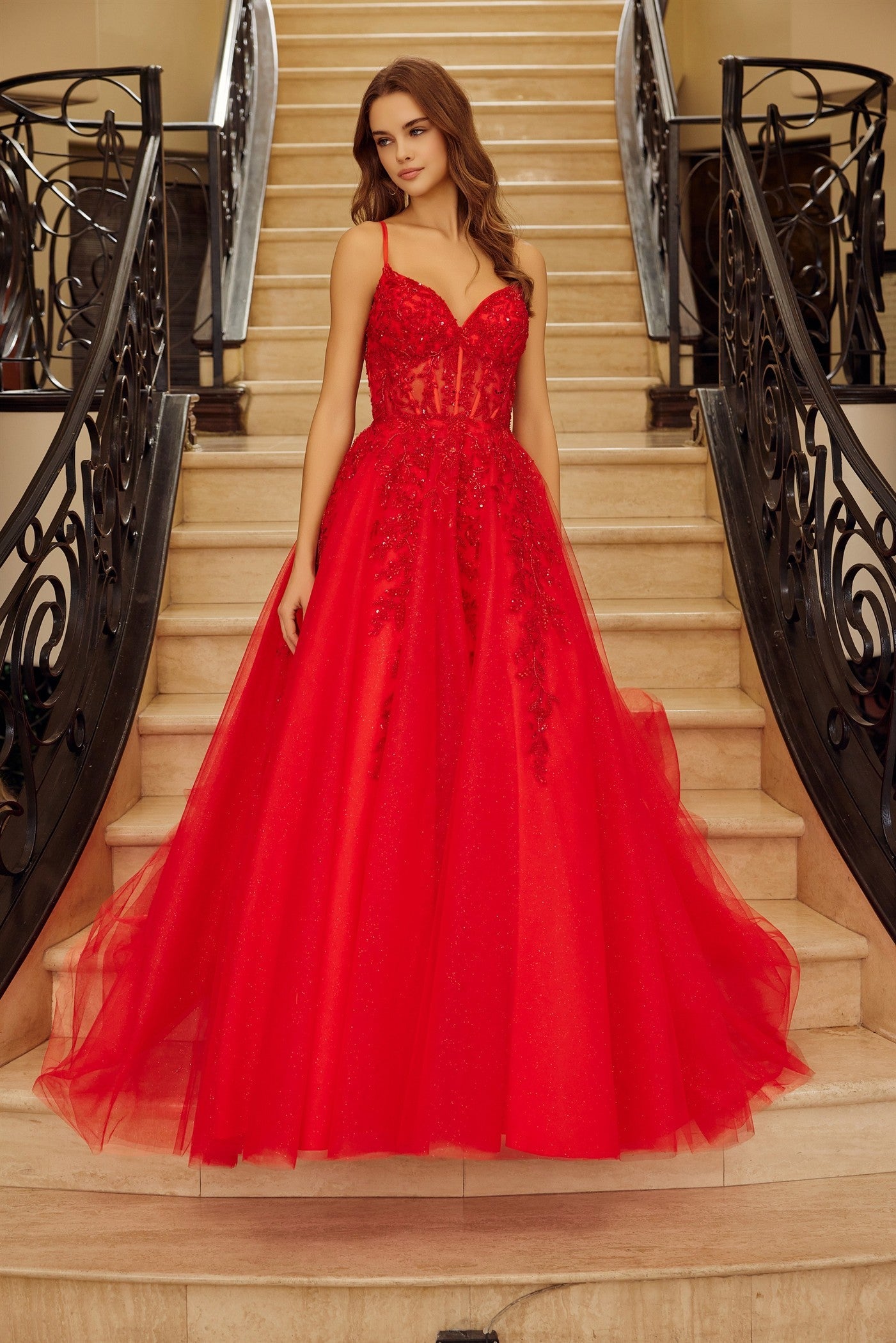 red long prom dress