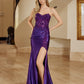 Glitter Satin Sequin Prom Dress