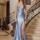Long Strapless Fitted Prom Dress with Sweeping Train