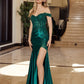 Satin Strapless Off-The-Shoulder Prom Dress