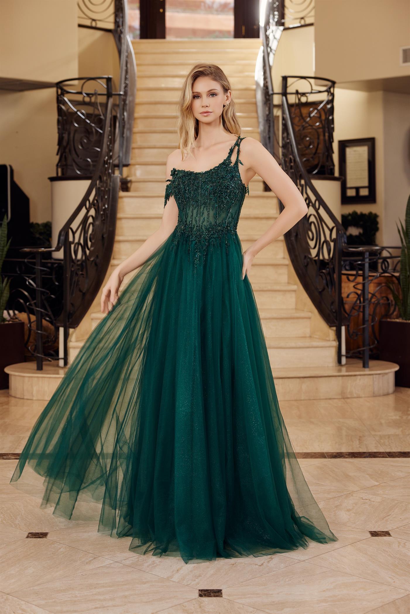 green floral ball gown