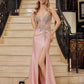 Deep V Neckline Fitted Bodice Prom Dress