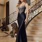 Glitter Satin Fit and Flare Prom Dress