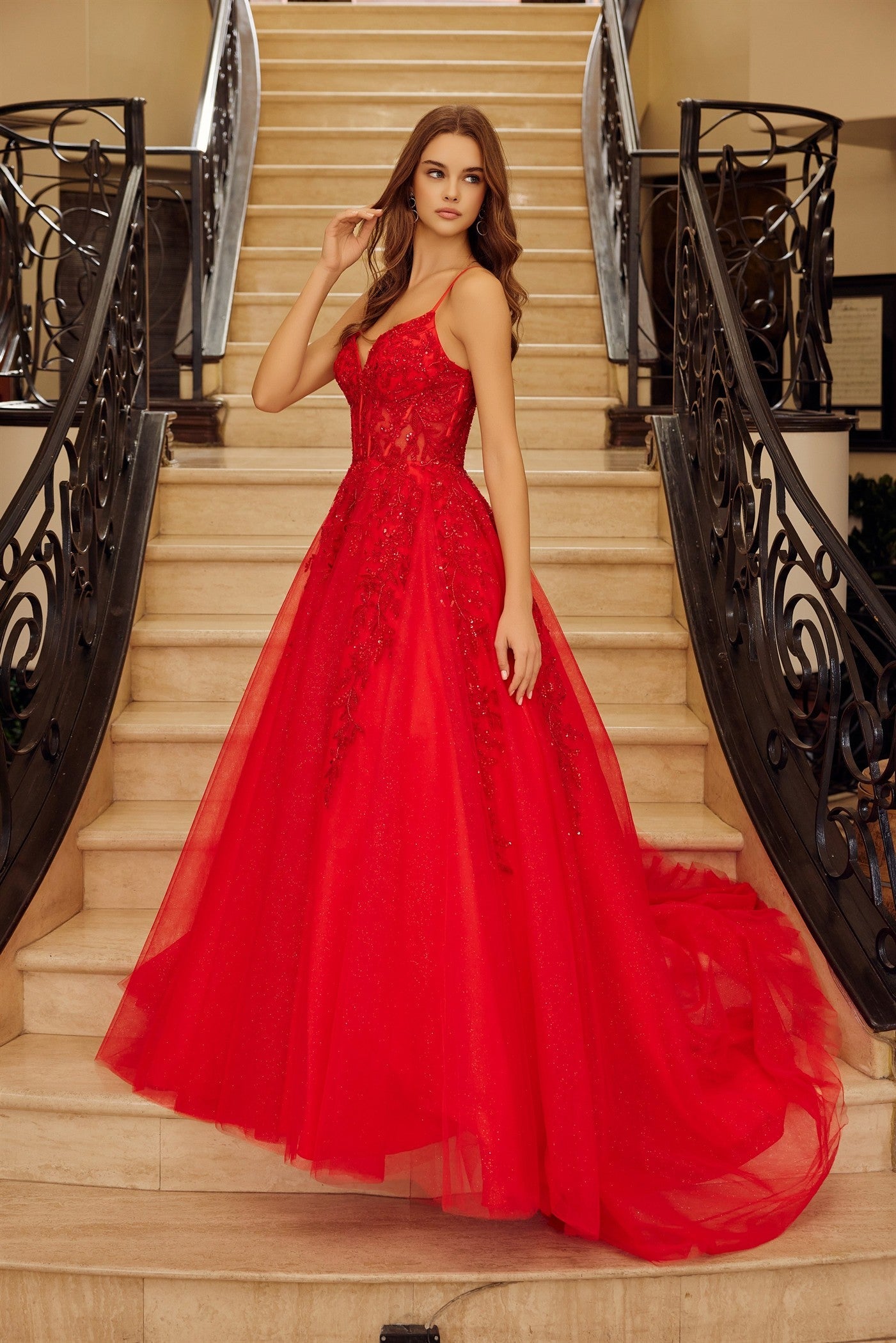 red long prom dress