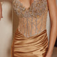 Strapless V Neckline Full Stone Beaded Bodice