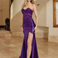 Glitter Satin Sequin Prom Dress