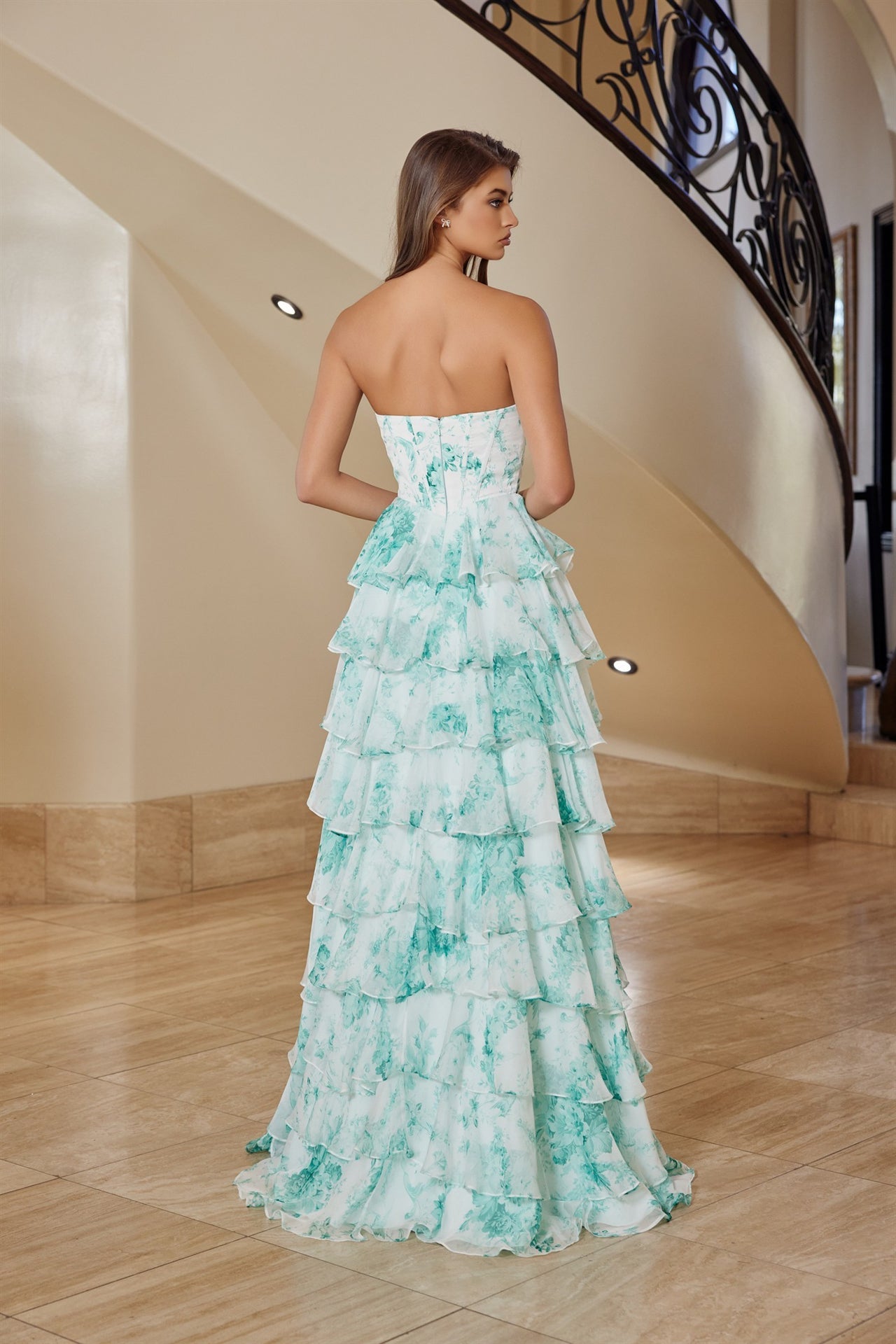 Sage chiffon prom dress