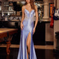 Plunging V Neckline Prom Dress with Applique Bust