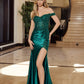 Satin Strapless Off-The-Shoulder Prom Dress