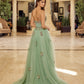 sage tull ball gown