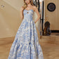 blue jacquard prom dress