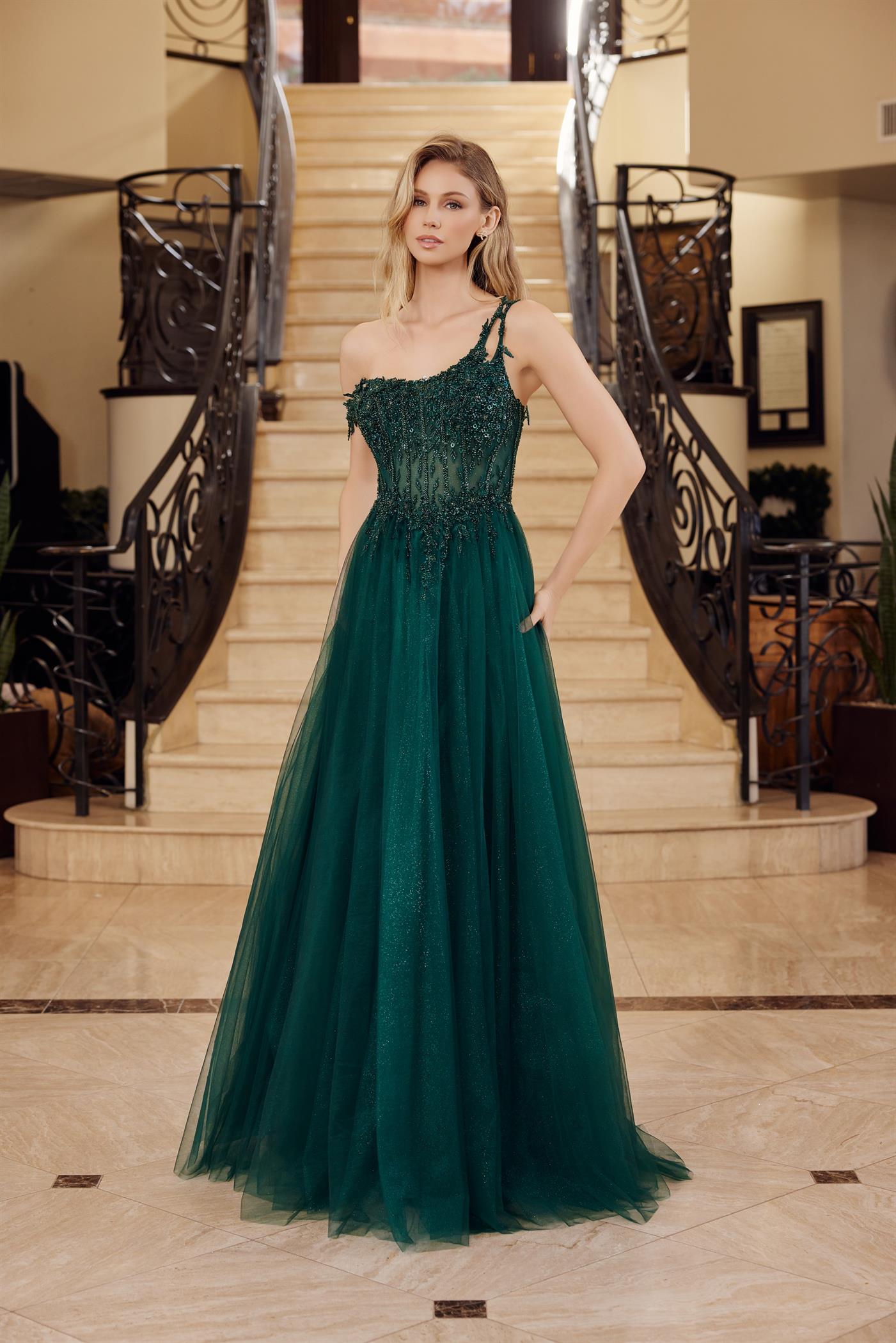 green floral ball gown